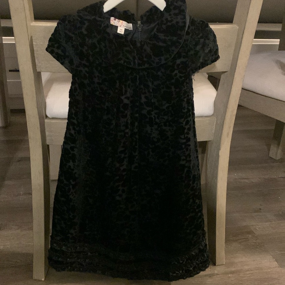Black Floral Velvet Babydoll Dress